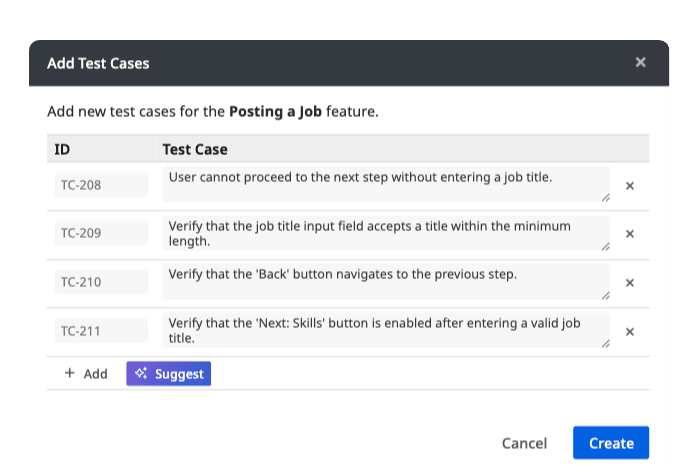 Use TAMI to suggest test cases for a feature
